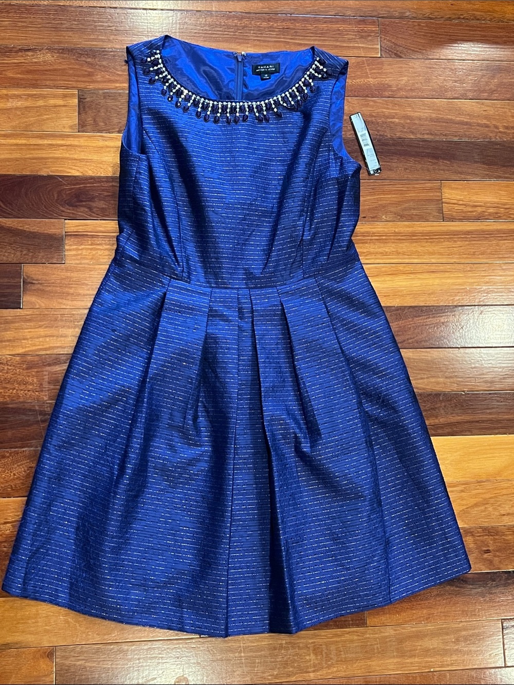 New Tahari ASL Jewel-Neck Fit & Flare Mini Dress Size 12